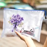 Personalisierte bunte Geburt Blumenstrauß Mesh Zipper Pouch wasserdicht Strand Tasche mit Namen Brautjungfer Bachelorette Party Hochzeit Geschenk für 