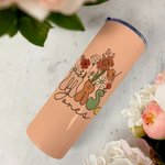 Personalized Multicolour Vintage Flower 20oz Mrs Skinny Tumbler with Name Lid and Straw Bridal Shower Appreciation Gift for Her