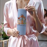 Personalized Multicolour Vintage Flower 20oz Mrs Skinny Tumbler with Name Lid and Straw Bridal Shower Appreciation Gift for Her