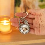 Personalized Heart Wing Photo Keychain with Text Sympathy Memorial Gift