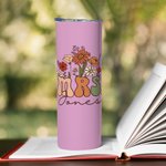 Personalized Multicolour Vintage Flower 20oz Mrs Skinny Tumbler with Name Lid and Straw Bridal Shower Appreciation Gift for Her