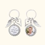 Personalized Heart Wing Photo Keychain with Text Sympathy Memorial Gift