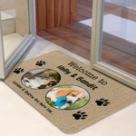 Paillasson Antidérapant Personnalisé avec Collage de 1-3 Photos d'Animaux Motif Empreintes des Pattes Cadeau Anniversaire Emménagement pour Famille