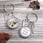 Personalized Heart Wing Photo Keychain with Text Sympathy Memorial Gift