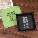 Personalisierte lustige Lieblingskind faltbare Leder Catchall Snap Tablett mit Namen Desktop Storage Organizer Geburtstag Geschenk für Vater Großvater