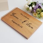 Livre d'Or en Bois Personnalisé avec Nom et Date Gravés Cadeau de Mariage pour le Marié et la Mariée