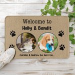 Paillasson Antidérapant Personnalisé avec Collage de 1-3 Photos d'Animaux Motif Empreintes des Pattes Cadeau Anniversaire Emménagement pour Famille