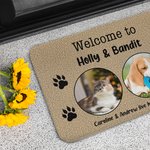 Paillasson Antidérapant Personnalisé avec Collage de 1-3 Photos d'Animaux Motif Empreintes des Pattes Cadeau Anniversaire Emménagement pour Famille