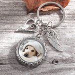 Personalized Heart Wing Photo Keychain with Text Sympathy Memorial Gift