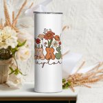 Personalized Multicolour Vintage Flower 20oz Mrs Skinny Tumbler with Name Lid and Straw Bridal Shower Appreciation Gift for Her
