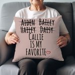 Personalized Funny Favorite Child Soft Throw Pillow Cover with 2-7 Children's Name Birthday Housewarming Gift for Family
