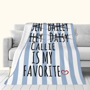 Personalised Favorite Child Muticolour Striped Name Blanket Funny Birthday Family Gift for Dad Mom Grandparents