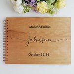 Livre d'Or en Bois Personnalisé avec Nom et Date Gravés Cadeau de Mariage pour le Marié et la Mariée