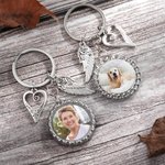 Personalized Heart Wing Photo Keychain with Text Sympathy Memorial Gift