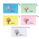 Personalisierte bunte Geburt Blumenstrauß Mesh Zipper Pouch wasserdicht Strand Tasche mit Namen Brautjungfer Bachelorette Party Hochzeit Geschenk für 