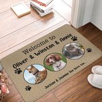 Paillasson Antidérapant Personnalisé avec Collage de 1-3 Photos d'Animaux Motif Empreintes des Pattes Cadeau Anniversaire Emménagement pour Famille
