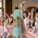 Personalized Multicolour Vintage Flower 20oz Mrs Skinny Tumbler with Name Lid and Straw Bridal Shower Appreciation Gift for Her