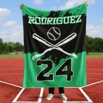 Personalized Skin-friendly Baseball Blanket with Name and Number Birthday Contest Gift for Baseball Coach Sports Lover
