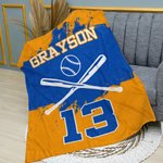 Personalized Skin-friendly Baseball Blanket with Name and Number Birthday Contest Gift for Baseball Coach Sports Lover