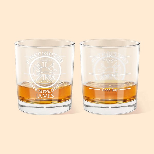Firefighter Badge Whiskey Glass - Retirement Gift