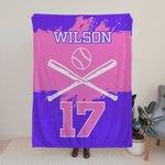 Personalized Skin-friendly Baseball Blanket with Name and Number Birthday Contest Gift for Baseball Coach Sports Lover