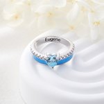 Personalisierte Ich trage für mich selbst Herz Birthstone Ribbon Ring mit eingraviertem Namen und Affirmation Karte Krebs Bewusstsein Survivor Geschen