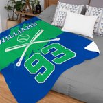 Personalized Skin-friendly Baseball Blanket with Name and Number Birthday Contest Gift for Baseball Coach Sports Lover