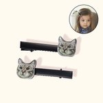 Personalized Cat Dog Pet Portrait Photo Acrylic Hair Clips Barrettes Cute Hair Accessory Birthday Gift for Women Girls