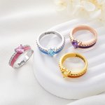 Personalisierte Ich trage für mich selbst Herz Birthstone Ribbon Ring mit eingraviertem Namen und Affirmation Karte Krebs Bewusstsein Survivor Geschen