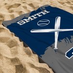 Personalized Oversized Quick Dry Baseball Beach Towel with Name and Number Birthday Summer Travel Essential Gift for Coach Sports Lover