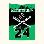 Personalized Skin-friendly Baseball Blanket with Name and Number Birthday Contest Gift for Baseball Coach Sports Lover