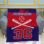 Personalized Skin-friendly Baseball Blanket with Name and Number Birthday Contest Gift for Baseball Coach Sports Lover