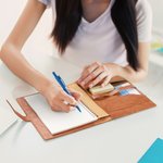 Personalised Engraved Birth Flower Leather A5 Notebook Cover Storage with Name Birthday Gift for Artists Painters Office Workers