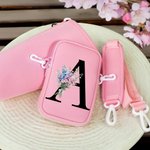 Personalized Birth Flower Bouquet Initial Water Bottle Carrier Bag with Removable Pouch and Strap for 40oz Stanley Tumbler Birthday Gift for Her