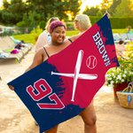 Personalized Oversized Quick Dry Baseball Beach Towel with Name and Number Birthday Summer Travel Essential Gift for Coach Sports Lover