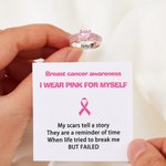 Personalisierte Ich trage für mich selbst Herz Birthstone Ribbon Ring mit eingraviertem Namen und Affirmation Karte Krebs Bewusstsein Survivor Geschen