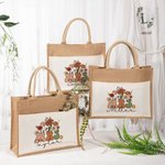 Personalized Retro Wildflowers MRS. Jute Tote Bag with Front Pocket Bridal Shower Back to School Gift for Women
