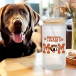 Personalisierte niedlichen Hund Katze Mama Foto 20oz mattiertes Glas Becher mit Namen Deckel und Strohhalm Geburtstag Jahrestag Geschenk für Tierliebhaber