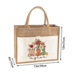 Personalized Retro Wildflowers MRS. Jute Tote Bag with Front Pocket Bridal Shower Back to School Gift for Women