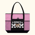 Personalisierte Haustierporträt Foto Hund Mom Zippered Tote Bag mit Namen große Reise wesentliche Geburtstagsgeschenk für Tierliebhaber
