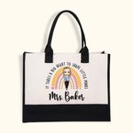 Grand Sac Fourre-Tout Personnalisé avec Personnage et Nom Motif Arc-en-Ciel Cadeau Anniversaire Rentrée de l'École pour Enseignant