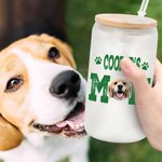 Personalisierte niedlichen Hund Katze Mama Foto 20oz mattiertes Glas Becher mit Namen Deckel und Strohhalm Geburtstag Jahrestag Geschenk für Tierliebhaber