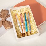 Personalized Glitter Dynamic Liquid Sand Beaded Ballpoint Pen with Engraved Birth Flower and Name Set of 2 Back to School Gift for Teacher