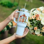 Personalized Multi-colour Retro Wildflowers MRS. 40oz Tumbler Bridal Shower Back to School Gift for Women
