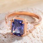 Personalised 925 Sterling Silver Shiny Stackable Baguette Solitaire Birthstone Ring Birthday Jewellery Gift for Women