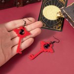 Personalized Hazbin Hotel Style Key Dangle Earrings with Initial Cosplay Accessory Birthday Halloween Party Gift for Women