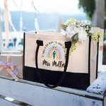 Grand Sac Fourre-Tout Personnalisé avec Personnage et Nom Motif Arc-en-Ciel Cadeau Anniversaire Rentrée de l'École pour Enseignant