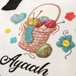 Personalized Crochet Knitting Theme Canvas Tote Bag with Name and Waterproof Liner Birthday Gift for Mom Grandma Sewing Lovers