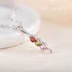 Personalized Peas in a Pod Sterling Silver Family Necklace with 2-8 Birthstones Birthday Mother's Day Gift for Women