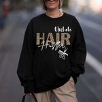 Personalisierte Haar Hustler Leopard Unisex Crewneck T-Shirt Sweatshirt mit Namen Geburtstag Geschenk für Hairstylist Friseure